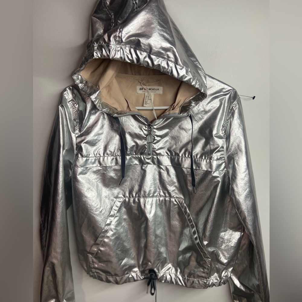H&M Shimmering Silver Hooded Anorak